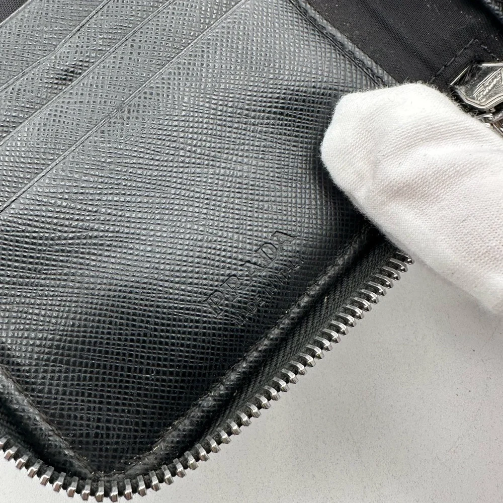 Prada Black Nylon Compact Zip-Around Wallet - Picture 9 of 15